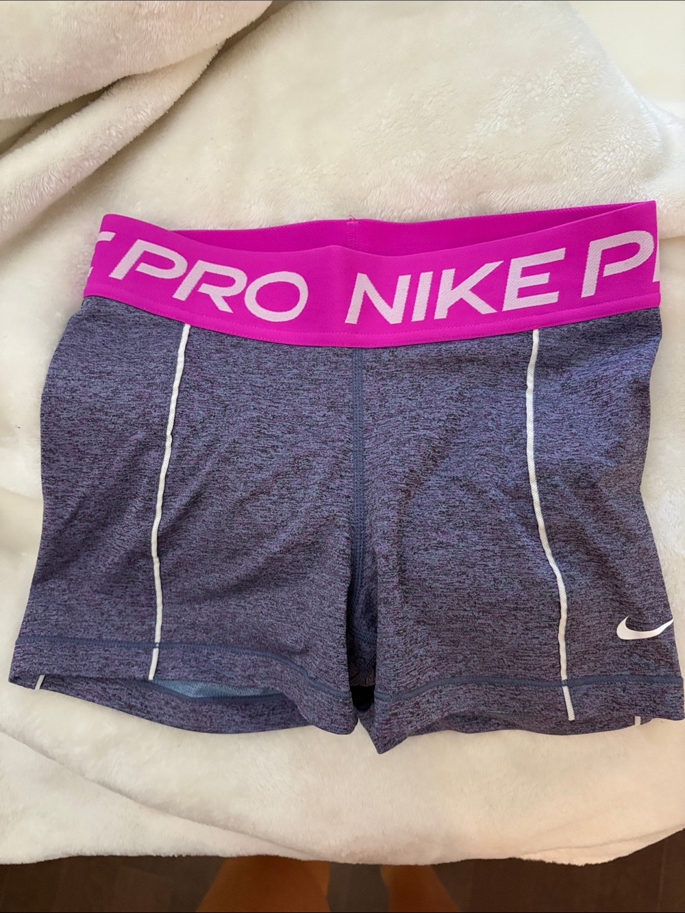Nike Purple Heathered Bike Shorts with Bright Pink Waistband